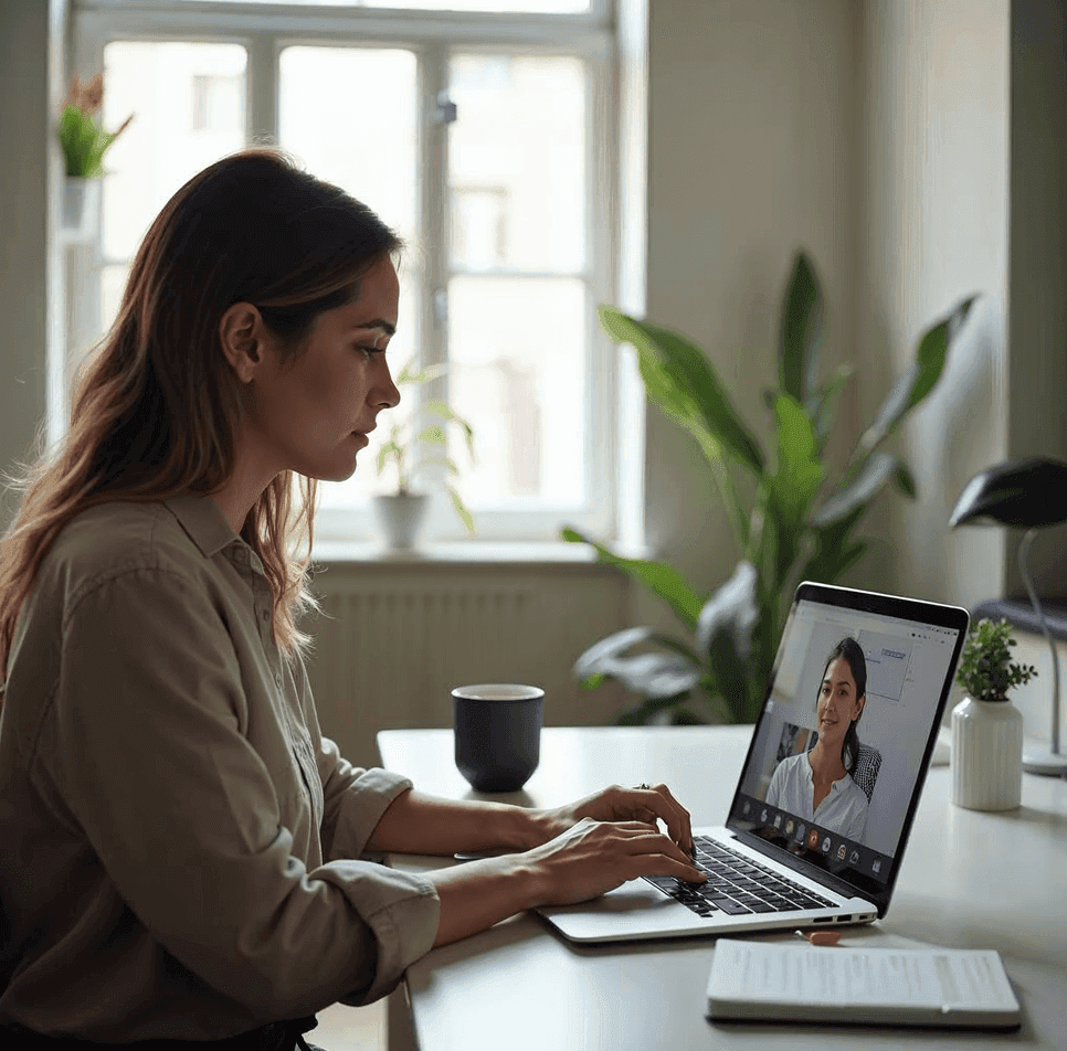 Learner in a live 1-on-1 AI coaching session